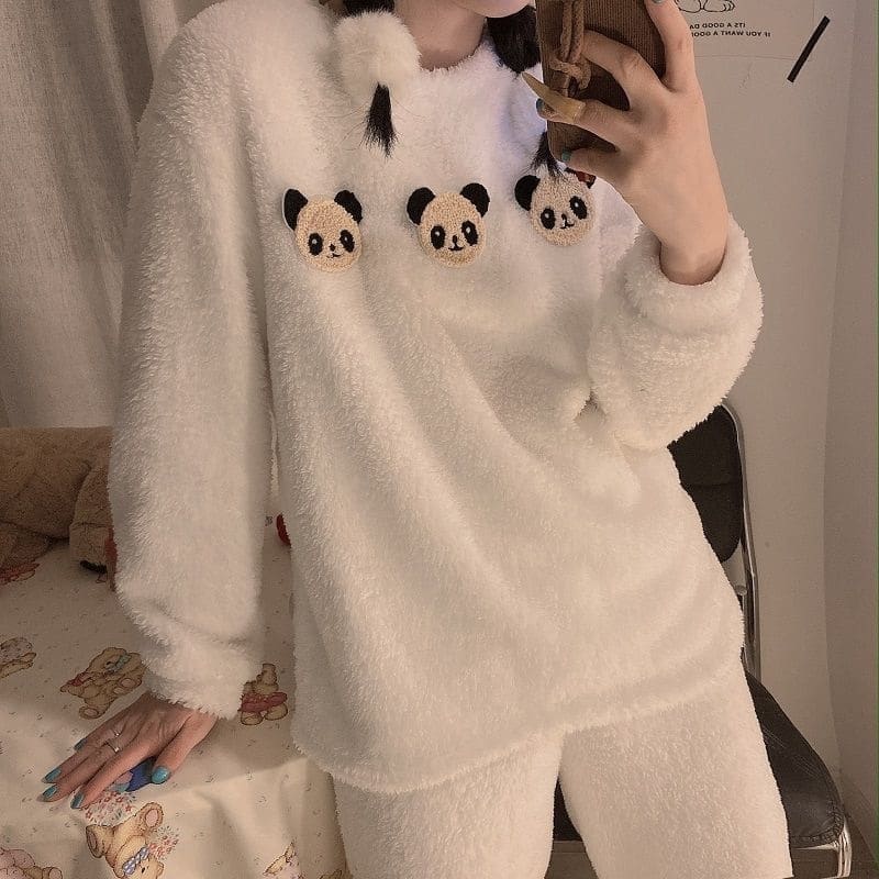 Pyjama en velours pour filles à imprimé chien_5