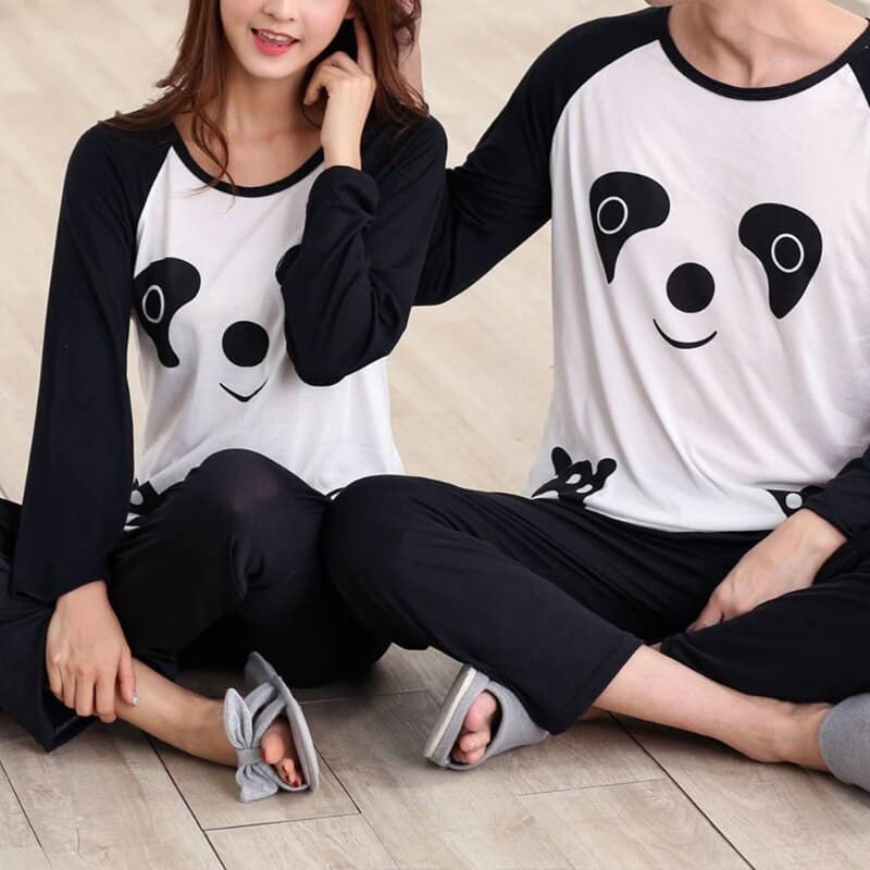 Pyjama imprimé Panda pour hommes et femmes en polyester_2