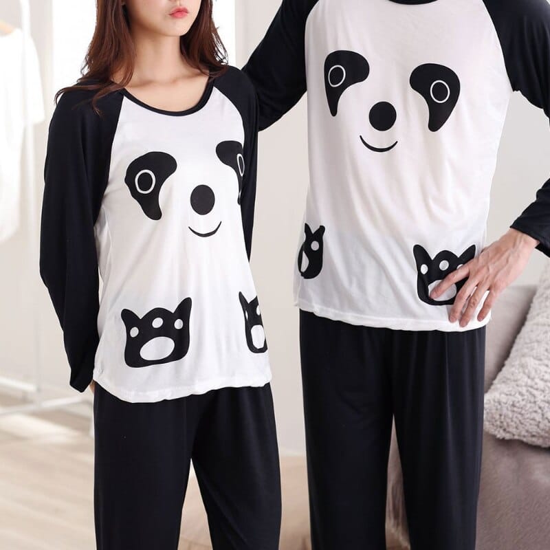 Pyjama imprimé Panda pour hommes et femmes en polyester_4
