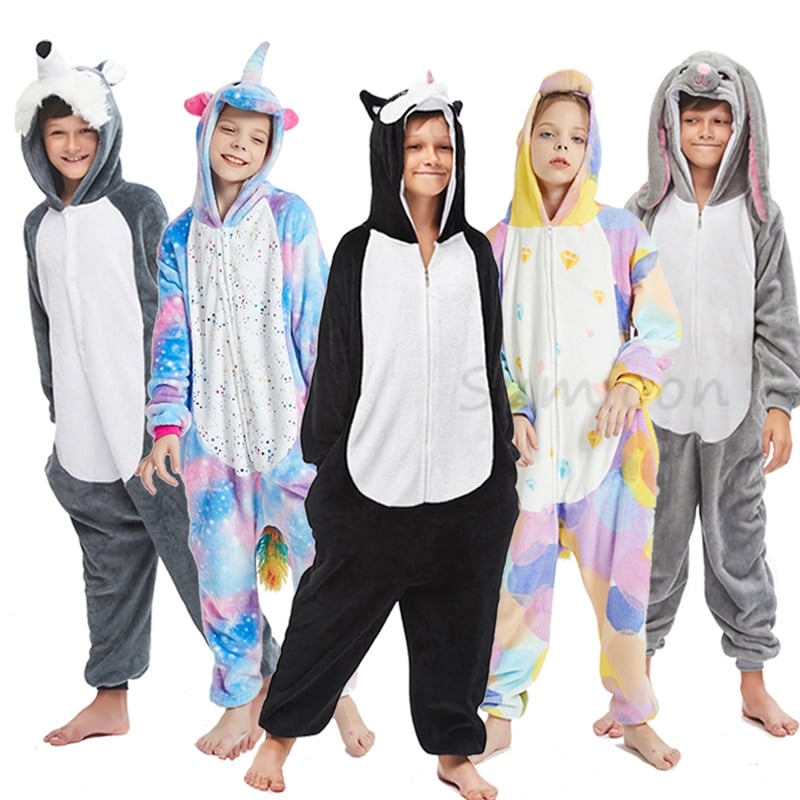 Pyjama loup d'hiver pour garçons et filles en coton_1