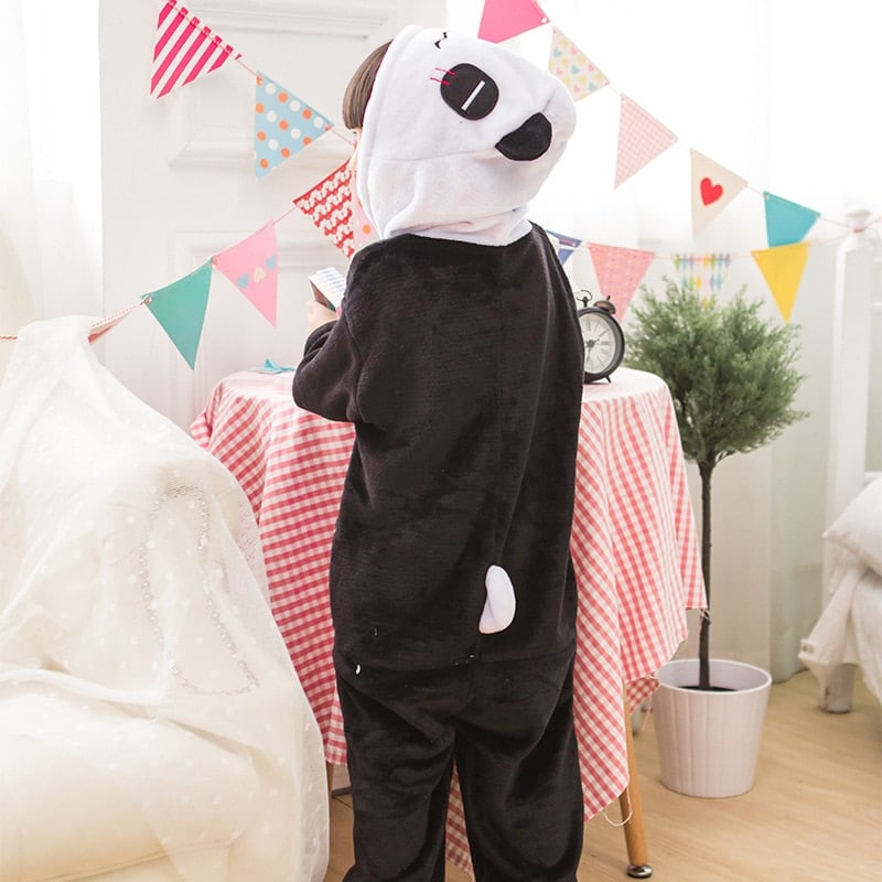 Pyjama panda avec capuche pour enfants en polyester_1