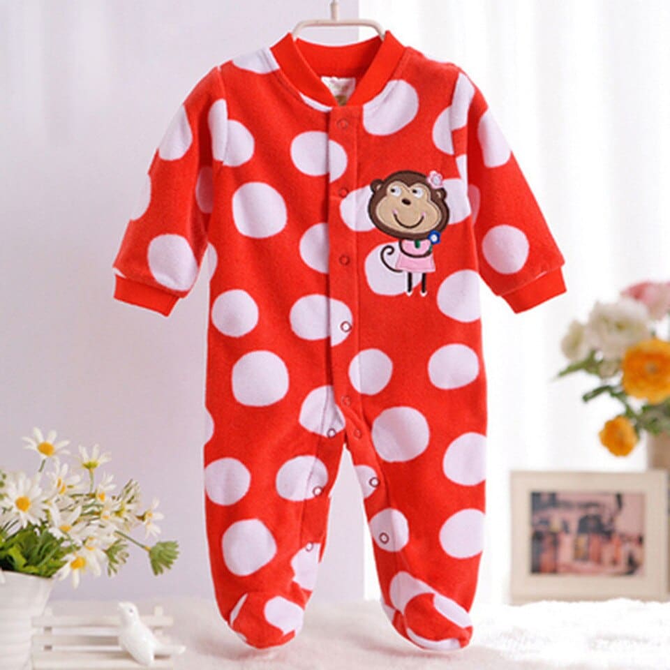 Pyjama polaire à manches longues en molleton pour bébé Rouge 7-9 mois