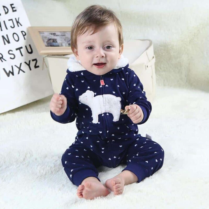 Pyjama polaire chaude une pièce en coton pour bébé_5