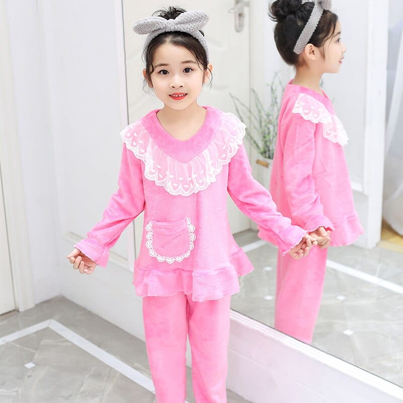 Pyjama polaire deux pièces pour fillette style princesse_2