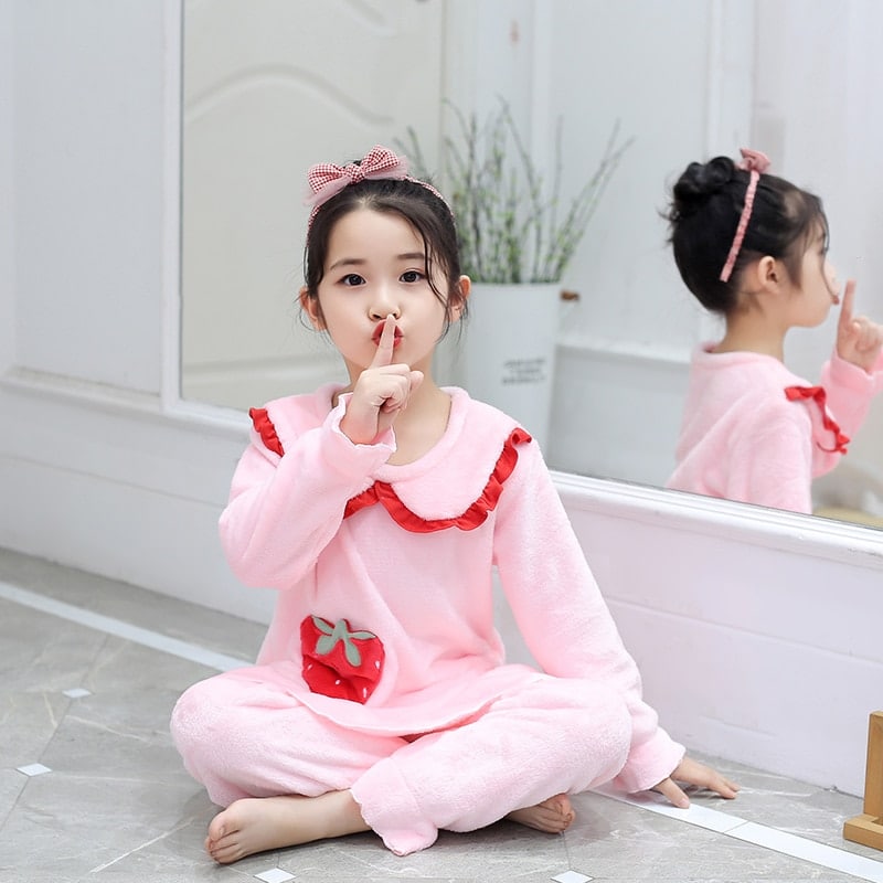 Pyjama polaire deux pièces pour fillette style princesse Rose claire 120-130cm
