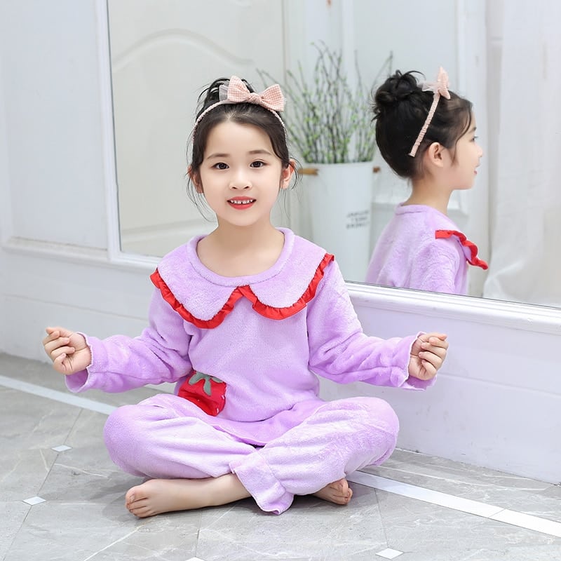 Pyjama polaire deux pièces pour fillette style princesse Violet 120-130cm