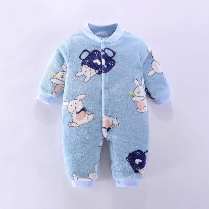 Pyjama polaire épais pour bébé en coton Bleue 3mois
