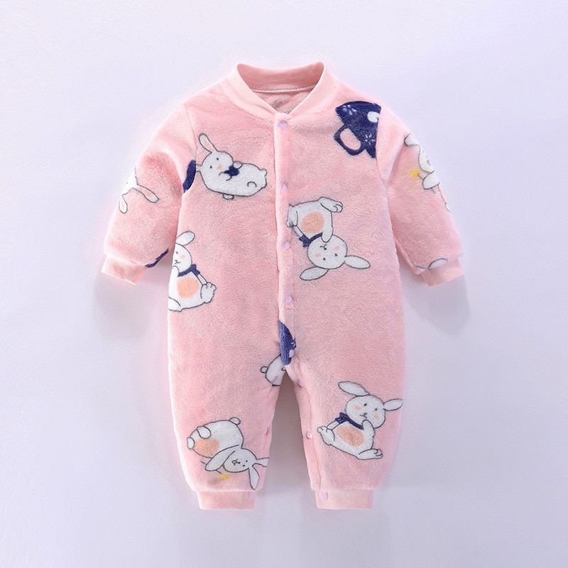 Pyjama polaire épaisse pour bébé en coton Rose 3mois Chine