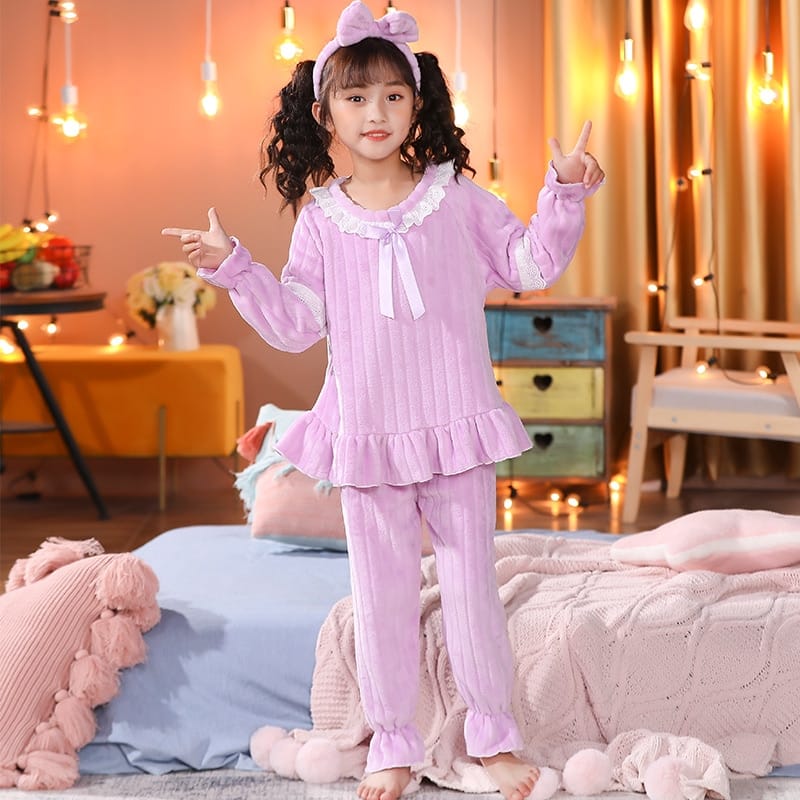 Pyjama polaire style décontracté pour filles