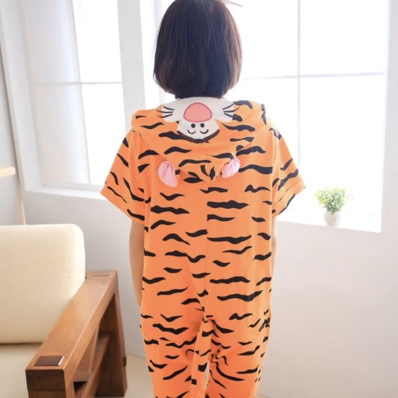 Pyjama tigre à manches courtes pour adultes en coton_2