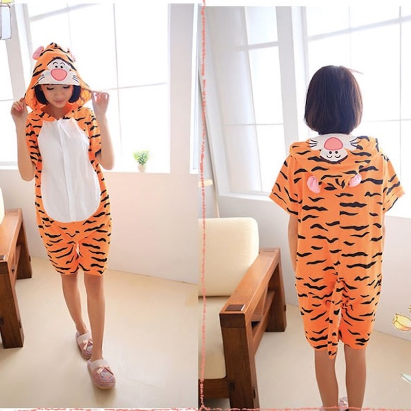 Pyjama tigre à manches courtes pour adultes en coton_3