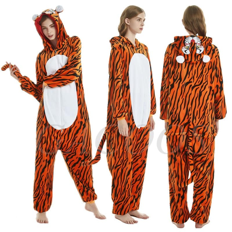 Pyjama tigre pour enfants et adultes en polyester_1
