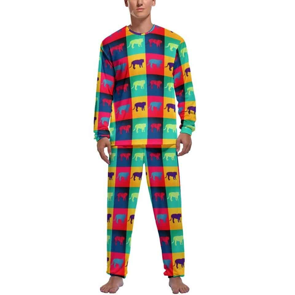 Pyjama tigre pour hommes à manches longues en polyester_19