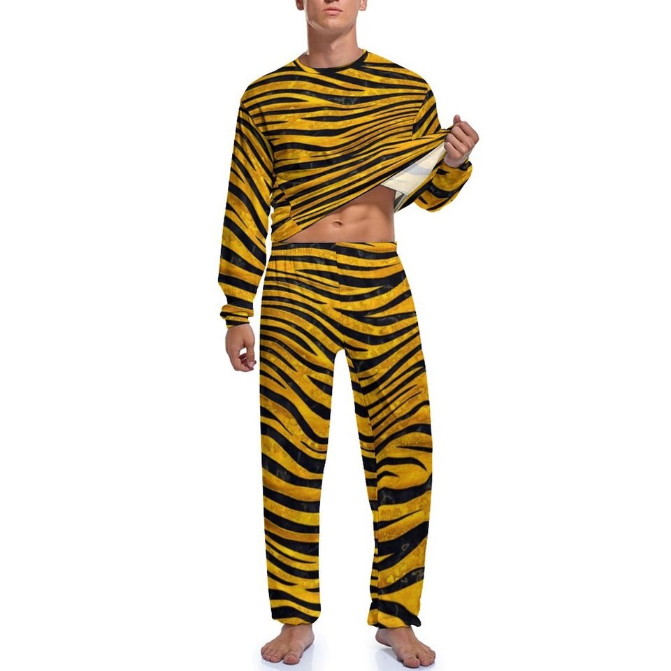 Pyjama tigre pour hommes à manches longues en polyester