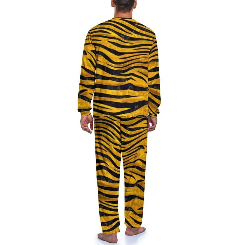 Pyjama tigre pour hommes à manches longues en polyester_20