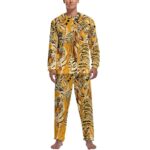 Pyjama tigre pour hommes à manches longues en polyester_7