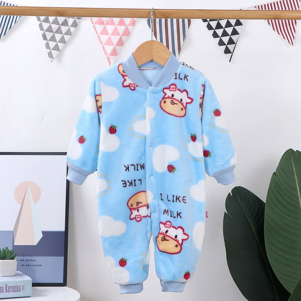 Pyjama une pièce polaire chaud en coton pour bébé_1