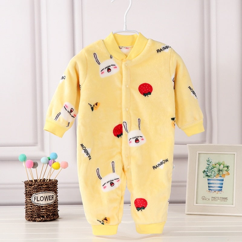Pyjama une pièce polaire chaud en coton pour bébé Jaune 6mois