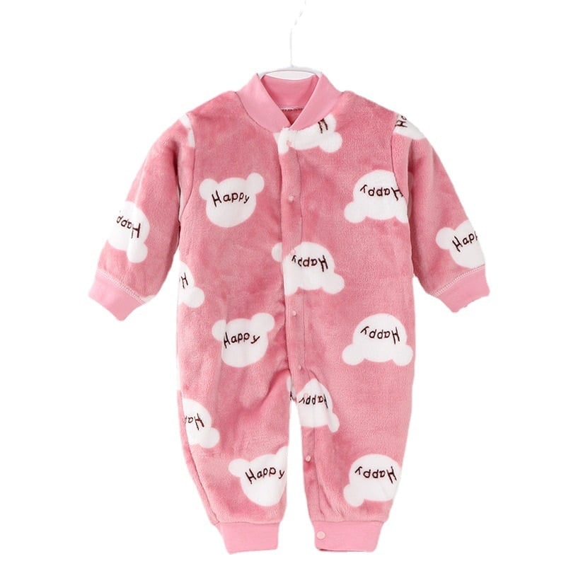 Pyjama une pièce polaire chaud en coton pour bébé Rose 3mois