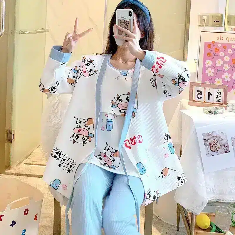 Pyjama de grossesse grande taille à imprimé pour femme