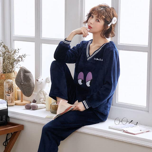 Pyjama en velours à motif imprimé pour femme
